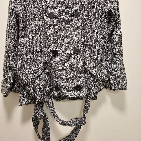 FREE PEOPLE Cotton Wool Blend Slouchy Moto Black and White Jacket size XS - Picture 6 of 7